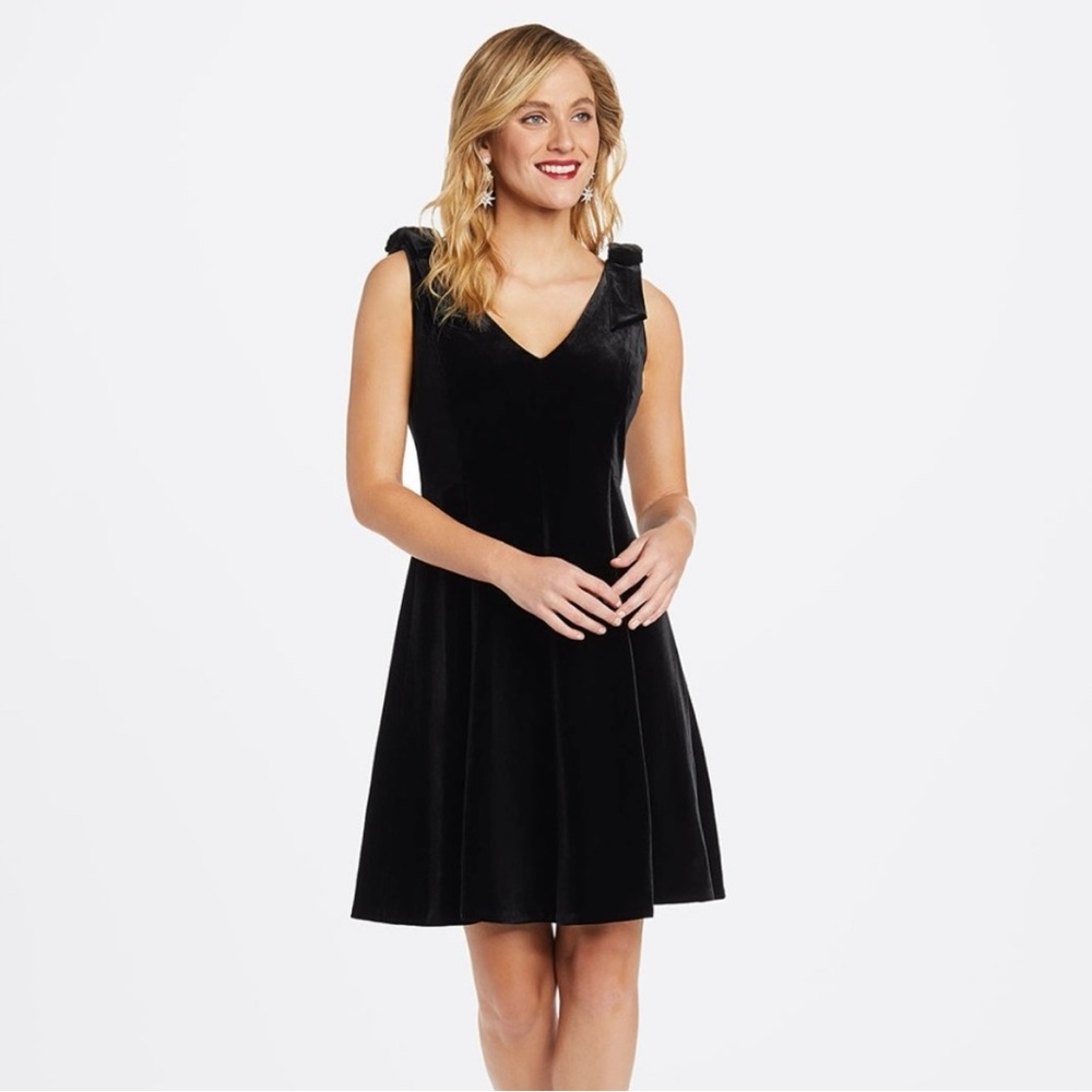 Draper James Velvet Bow Shoulder Dress